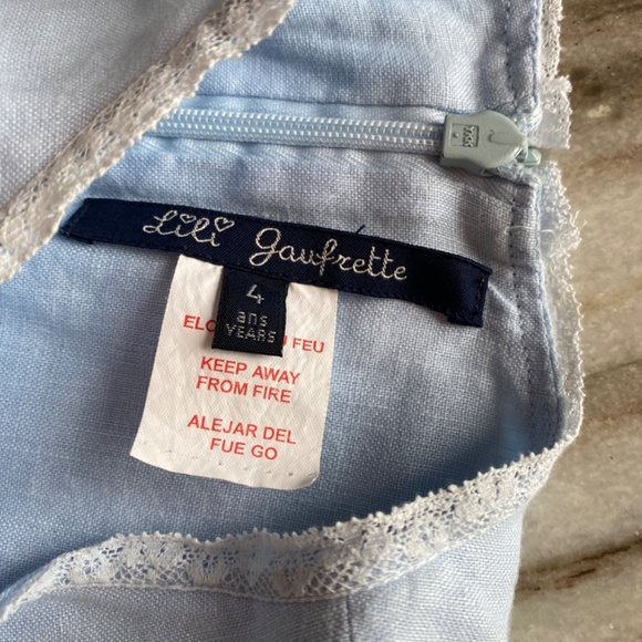LILI GAUFRETTE LINEN LIGHT BLUE LACE TRIM SIZE: 4 - Picture 4 of 5